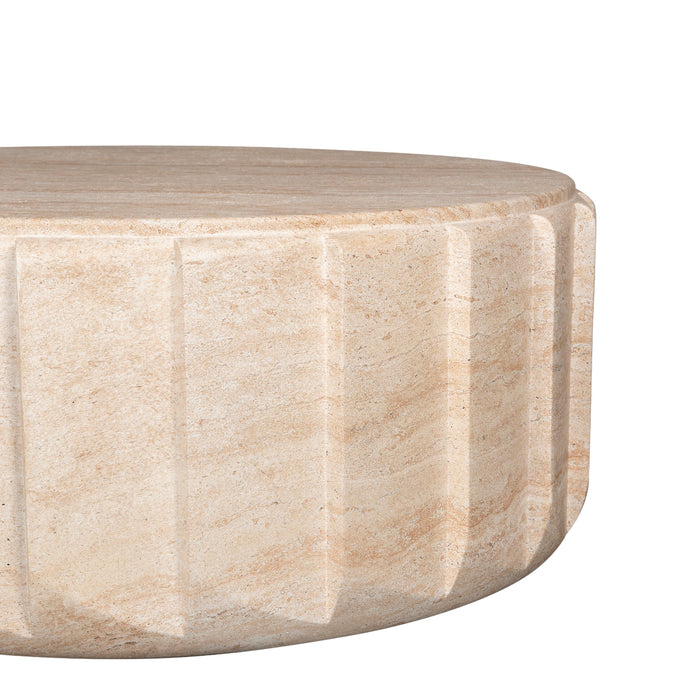 Etrusca 90cm Round Coffee Table - Light Travertine Look