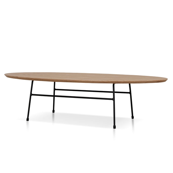 Linda 117.5cm Coffee Table - Natural Ash Veneer - Black Legs