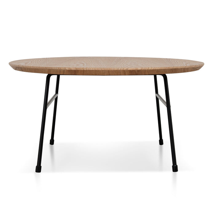 Linda 117.5cm Coffee Table - Natural Ash Veneer - Black Legs