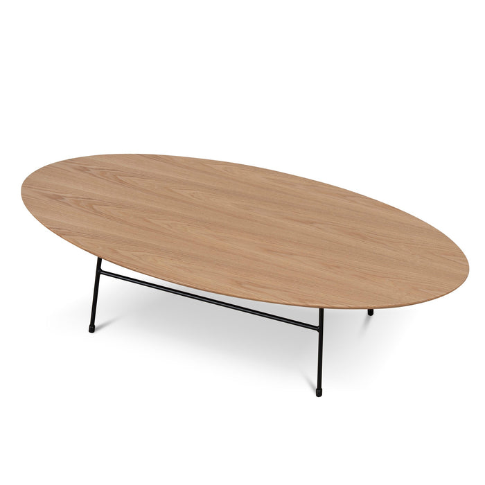 Linda 117.5cm Coffee Table - Natural Ash Veneer - Black Legs