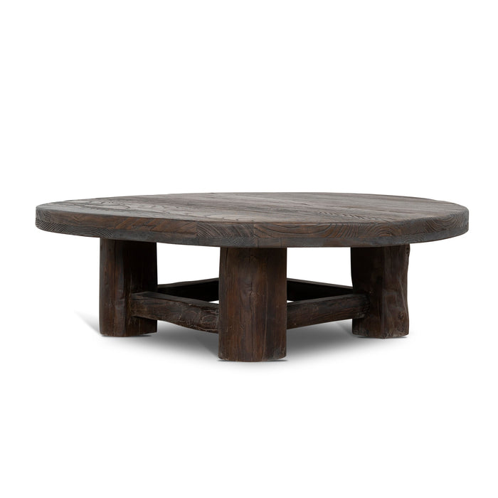 Freeman 100cm Elm Round Coffee Table - Dark Brown