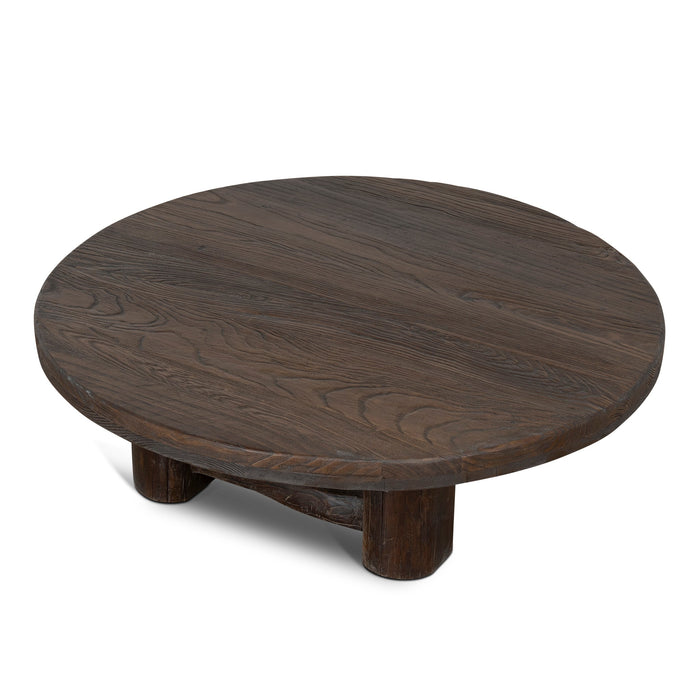 Freeman 100cm Elm Round Coffee Table - Dark Brown