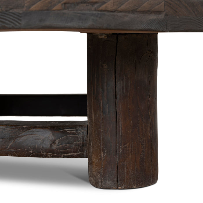 Freeman 100cm Elm Round Coffee Table - Dark Brown