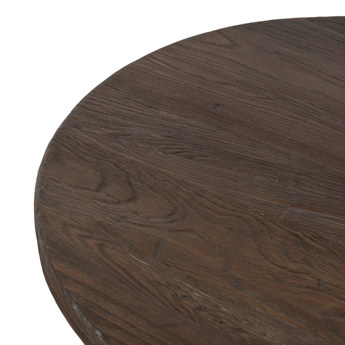 Freeman 100cm Elm Round Coffee Table - Dark Brown