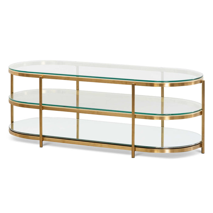 CCF6570-BS 1.2M Oval Glass Coffee Table - Bushed Gold