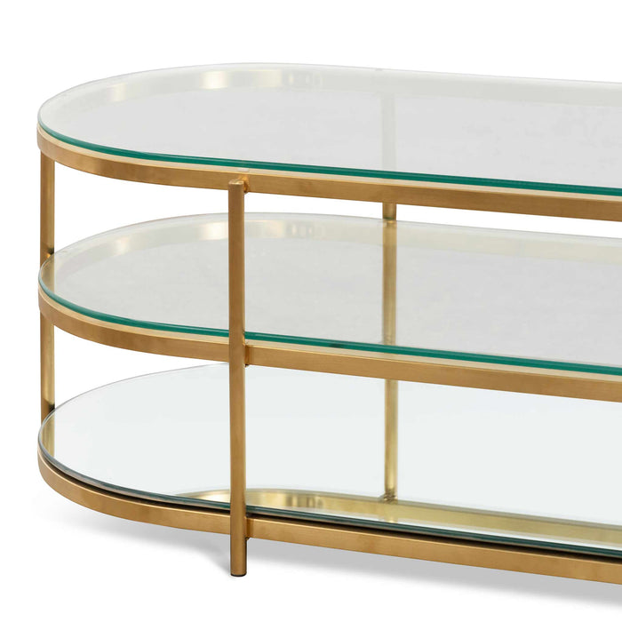 CCF6570-BS 1.2M Oval Glass Coffee Table - Bushed Gold