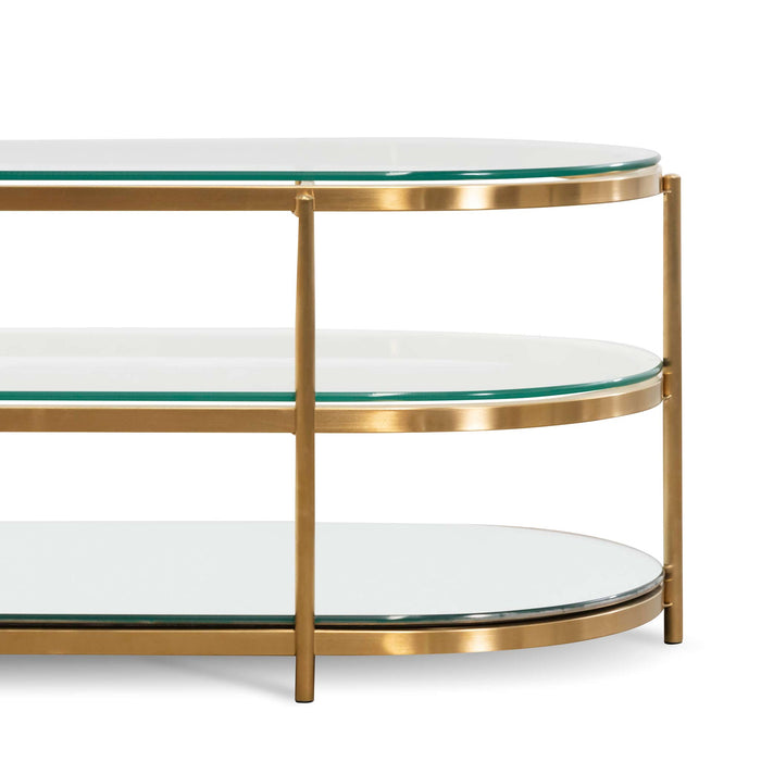 CCF6570-BS 1.2M Oval Glass Coffee Table - Bushed Gold