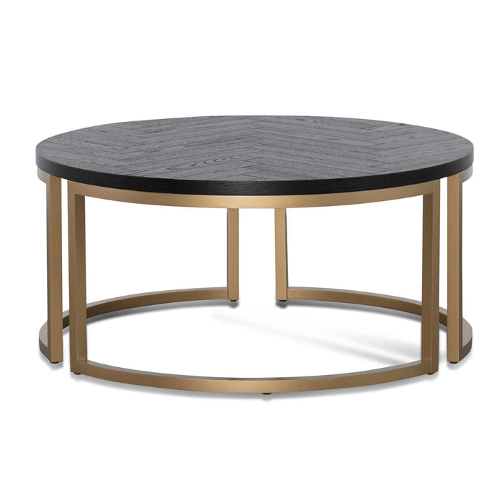 Calibre Furniture Wilma Round Coffee Table - Peppercorn and Brass