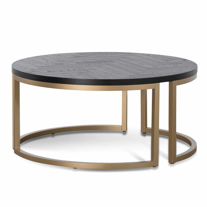 Calibre Furniture Wilma Round Coffee Table - Peppercorn and Brass