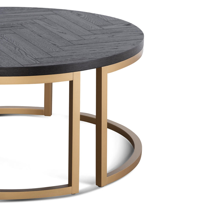 Calibre Furniture Wilma Round Coffee Table - Peppercorn and Brass