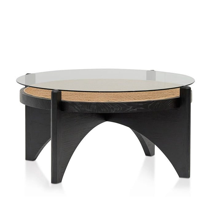 CCF8141-NI 96cm Round Glass Coffee Table - Black