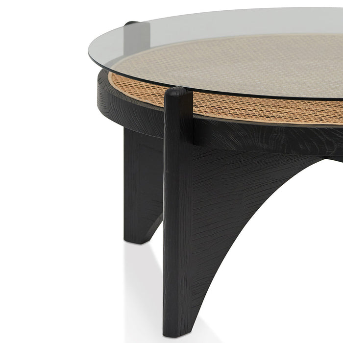 CCF8141-NI 96cm Round Glass Coffee Table - Black