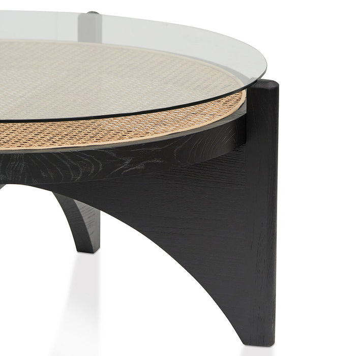 CCF8141-NI 96cm Round Glass Coffee Table - Black