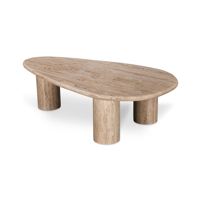 CCF8714-RB 1.2m Travertine Top Oval Coffee Table - Walnut