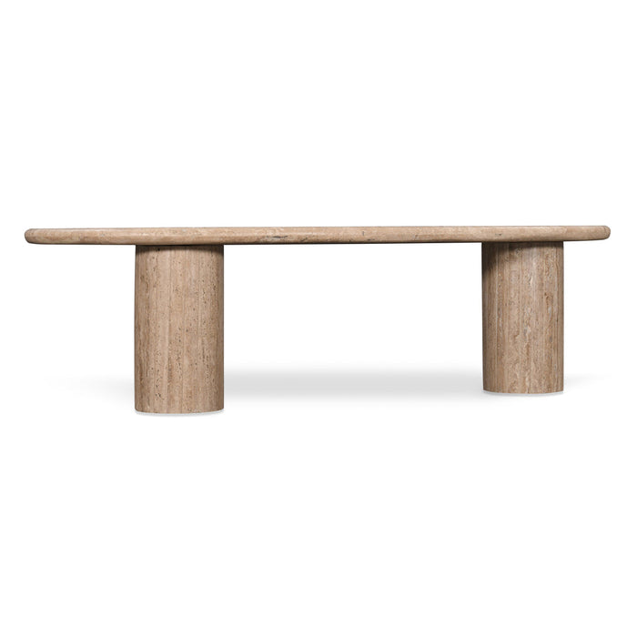 CCF8714-RB 1.2m Travertine Top Oval Coffee Table - Walnut