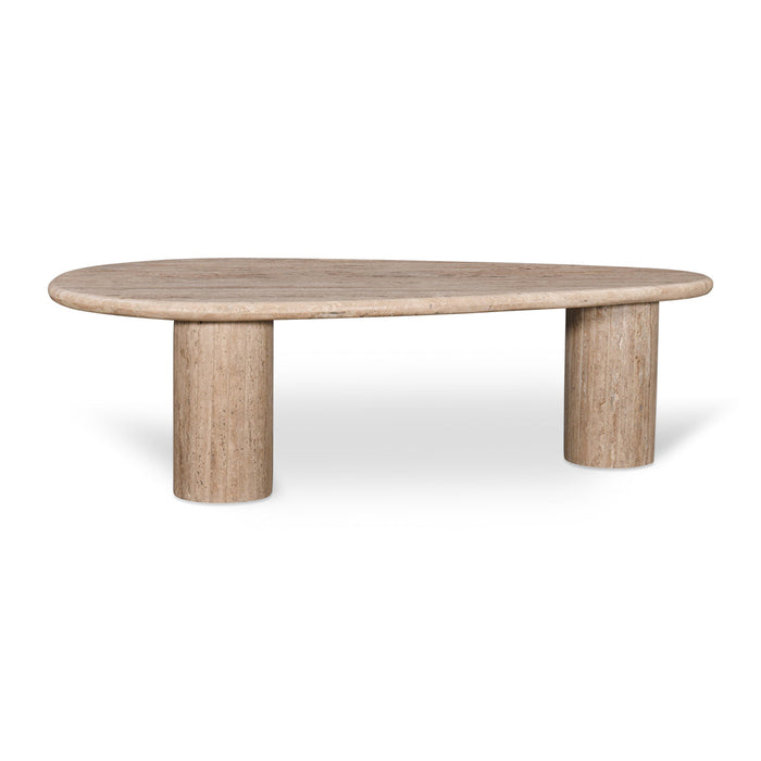 CCF8714-RB 1.2m Travertine Top Oval Coffee Table - Walnut