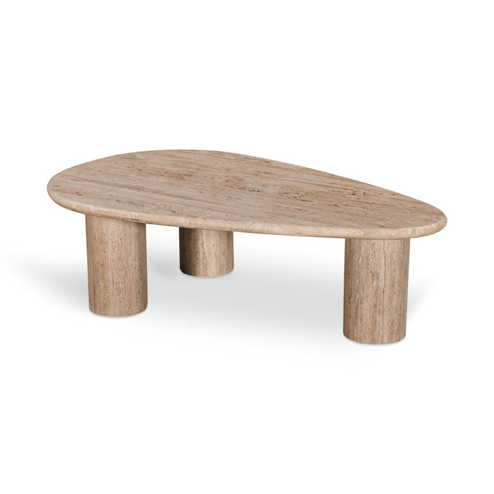 CCF8714-RB 1.2m Travertine Top Oval Coffee Table - Walnut