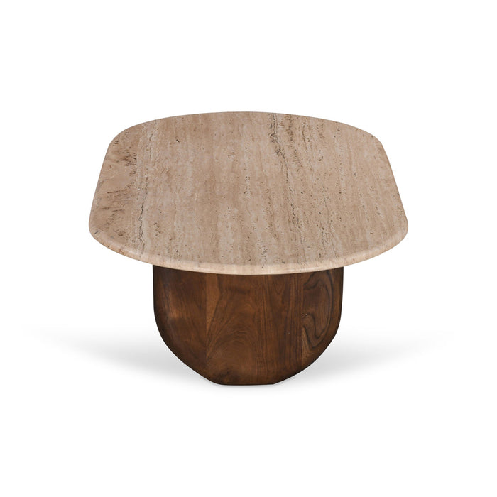 CCF8716-RB 1.2m Travertine Top Oval Coffee Table - Walnut