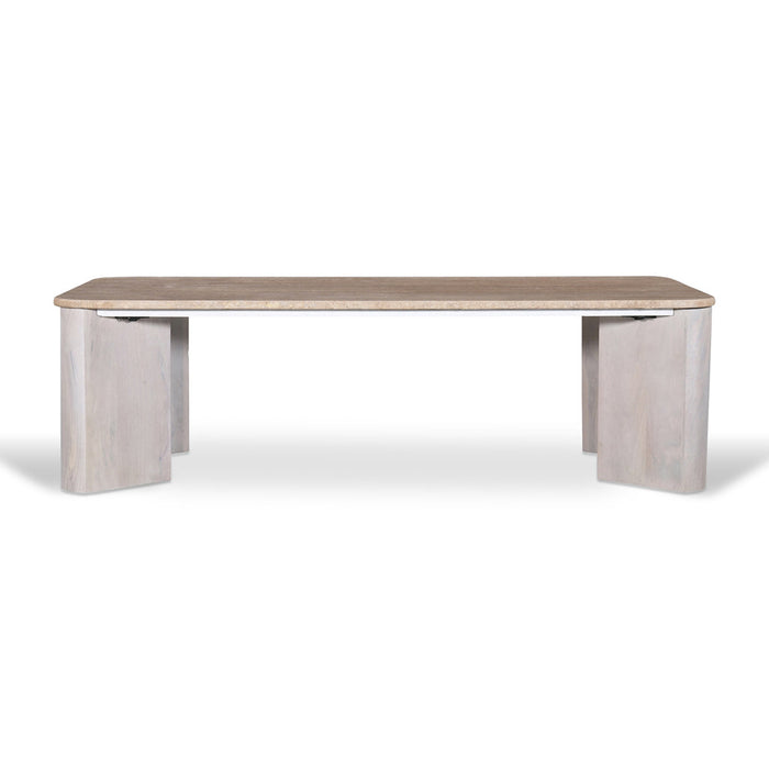 CCF8729-RB 1.2m Travertine Top Coffee Table - White Base