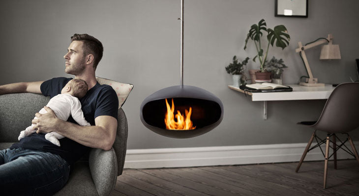 Cocoon Fires Aeris Hanging All Black -Ethanol Fireplace