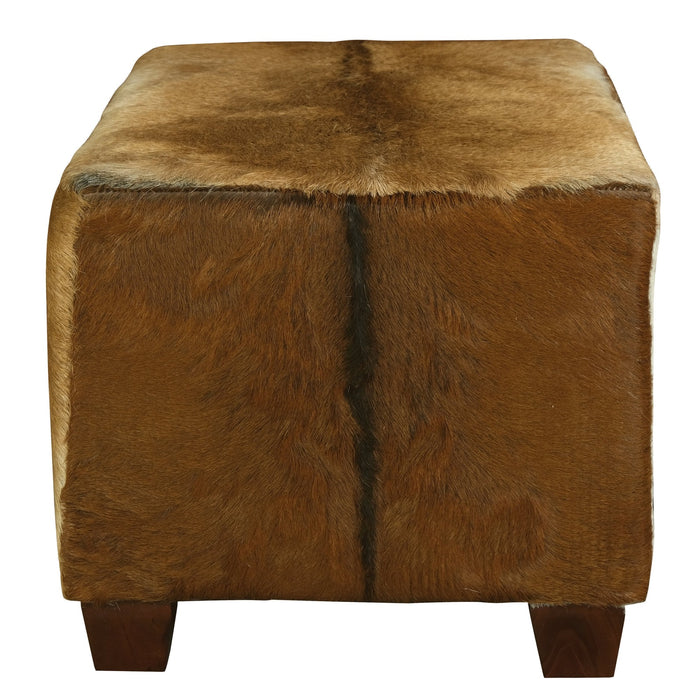 Boston Genuine Goat Hide Ottoman - Small
