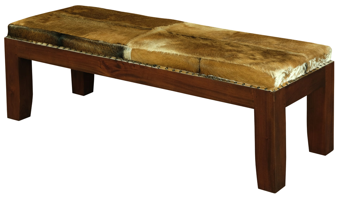 Heritage Large Studded Goat Hide Bench