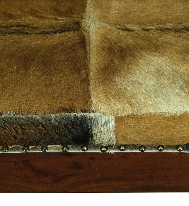 Heritage Large Studded Goat Hide Bench