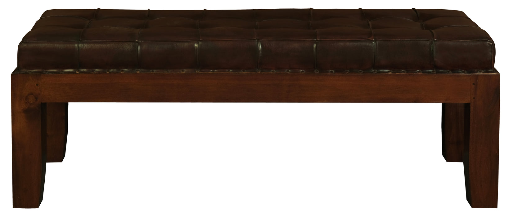 Heritage Large Studded Genuine Leather Bench