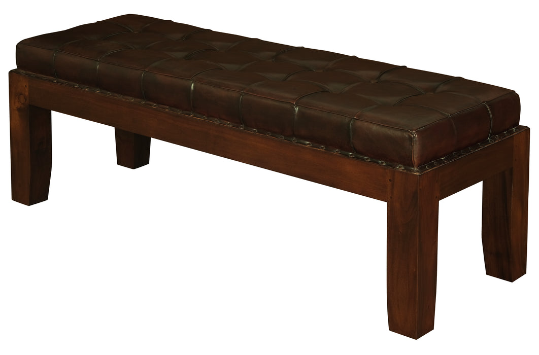 Heritage Large Studded Genuine Leather Bench