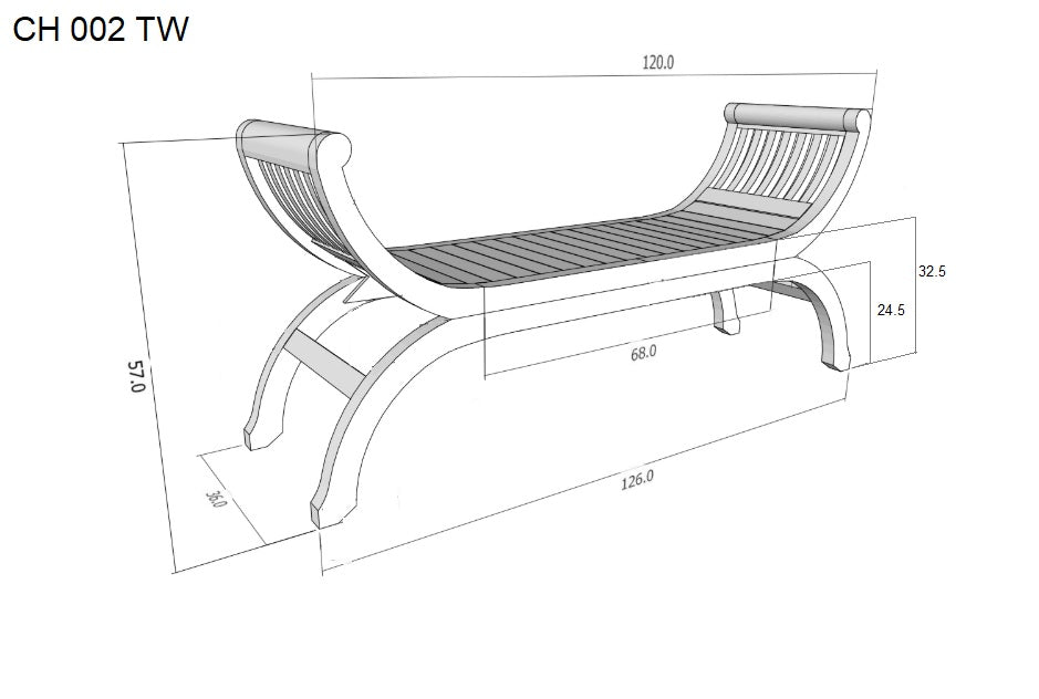 Maeve Solid Mahogany Timber Bench (Black)