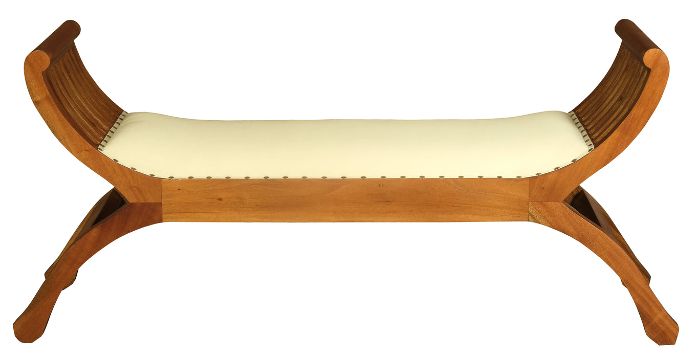 Sloan Upholstered Solid Mahogany Timber Bench (Light Pecan)