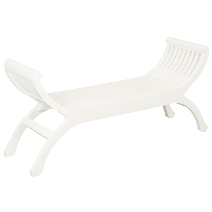 Maeve Solid Mahogany Timber Bench (White)