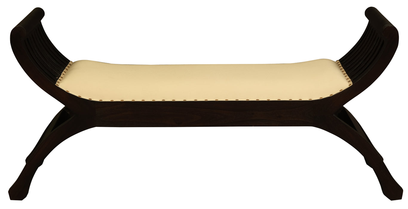 Sloan Upholstered Solid Mahogany Timber Bench (Chocolate)