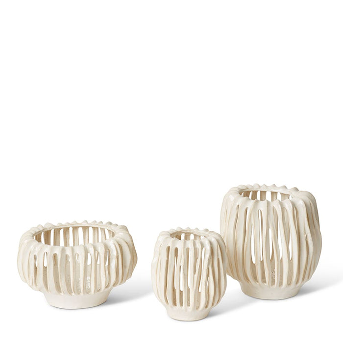 Onyeka Candle Holder - White, 15cm (H)