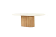 Harlow Oval Coffee Table - 150cm - Natural Oak Base - 150cm White