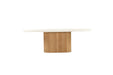 Harlow Oval Coffee Table - 150cm - Natural Oak Base - 150cm White
