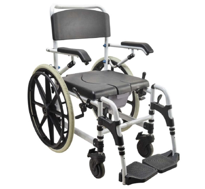 Commode Chair – White Aluminum (24″ Rear Wheel)