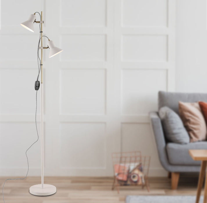 Corelli 2 Floor Lamp - Antique Brass, White