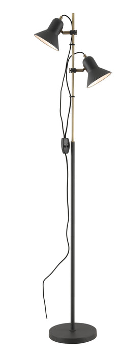Corelli 2 Floor Lamp - Dark Grey, Antique Brass