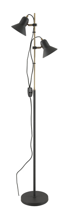 Corelli 2 Floor Lamp - Dark Grey, Antique Brass
