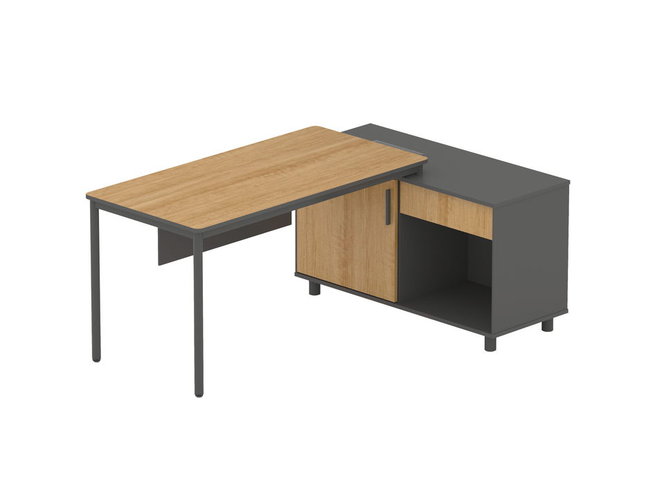 COT6944-SN 1.75m Right Return Natural Office Desk - Charcoal Base