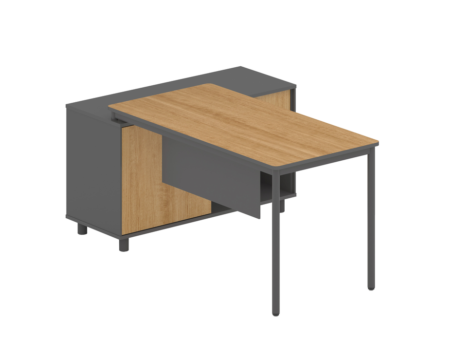 COT6944-SN 1.75m Right Return Natural Office Desk - Charcoal Base