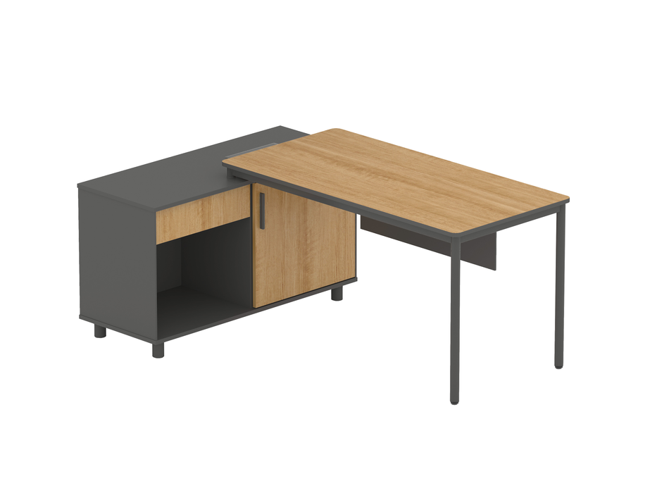 COT6945-SN 1.75m Left Return Natural Office Desk - Charcoal Base