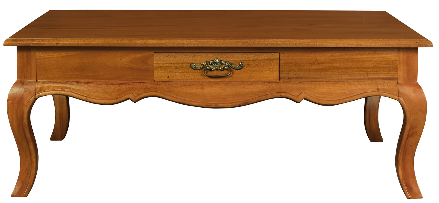 French Provincial 2 Drawer Coffee Table (Light Pecan)