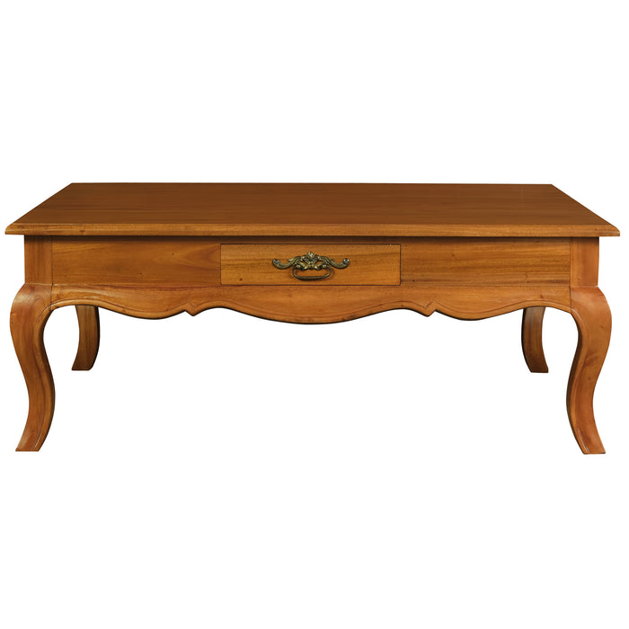 French Provincial 2 Drawer Coffee Table (Light Pecan)