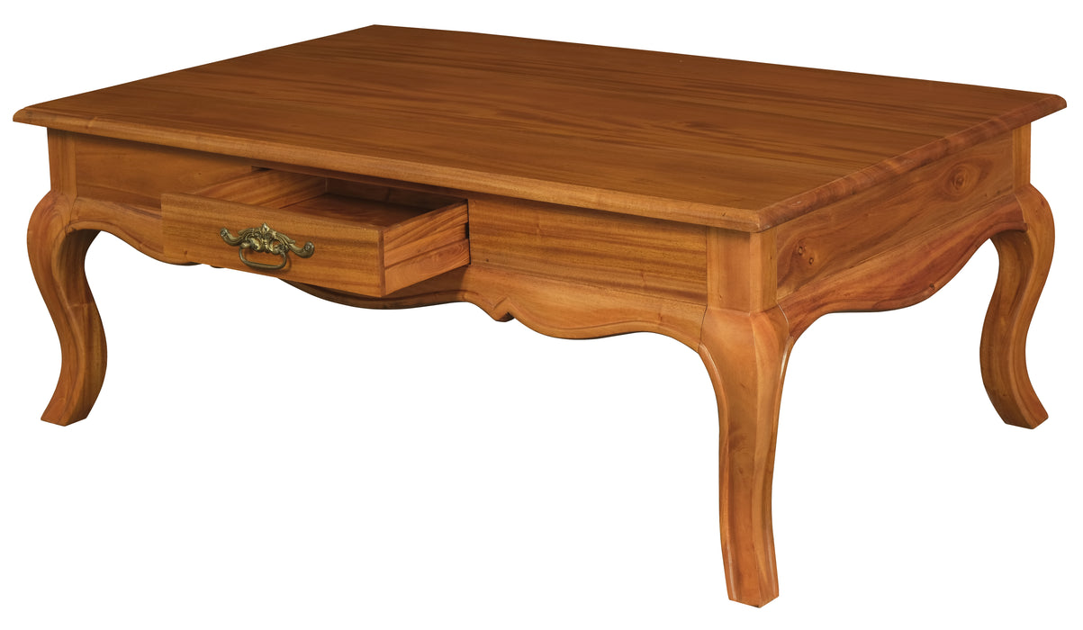 French Provincial 2 Drawer Coffee Table (Light Pecan)
