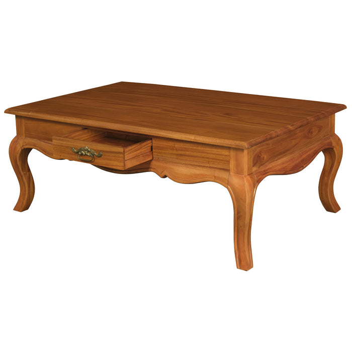 French Provincial 2 Drawer Coffee Table (Light Pecan)