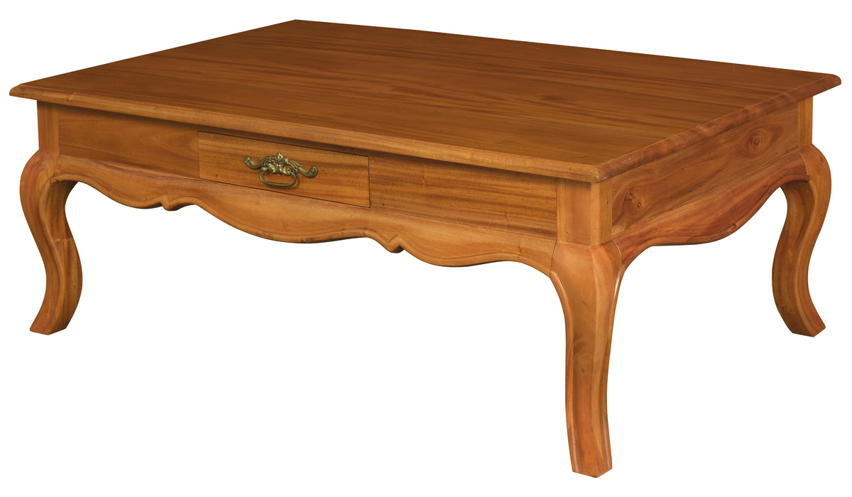 French Provincial 2 Drawer Coffee Table (Light Pecan)
