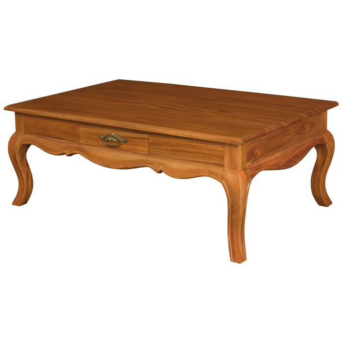 French Provincial 2 Drawer Coffee Table (Light Pecan)