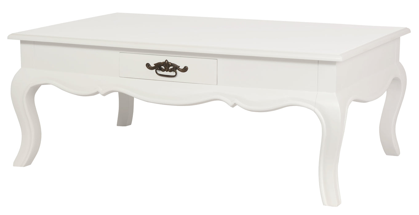French Provincial 2 Drawer Coffee Table (White)